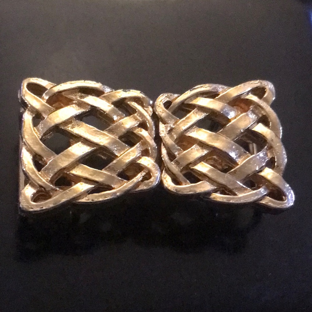 Vintage Mimi Di N Gold Tone Skinny Open Weave Woven Belt Buckle 0.5" Wide